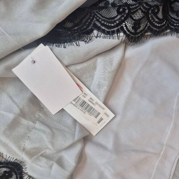 Jody California Women's Silver Poly & Black Lace Lined Slip Skirt NEW NWT - Picture 13 of 13